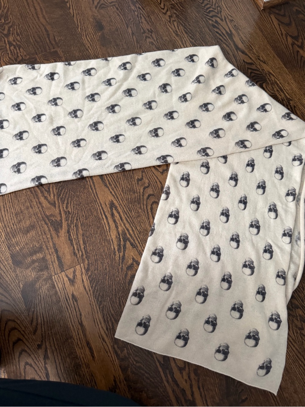 Skull Cashmere scarf/wrap  with Black Skull Print